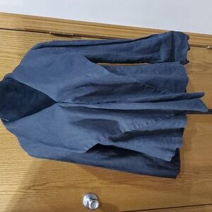 Flax black linen waterfall button up blazer